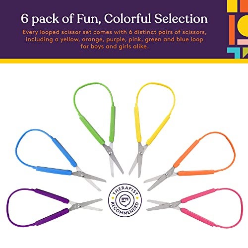 Special Supplies Loop Scissors for Teens and Adults 8 Inches (6-Pack) Colorful Looped, Adaptive Design, Right and Lefty Support, Small, Easy-Open Squeeze Handles, Supports Elderly and Special Needs - Image 3
