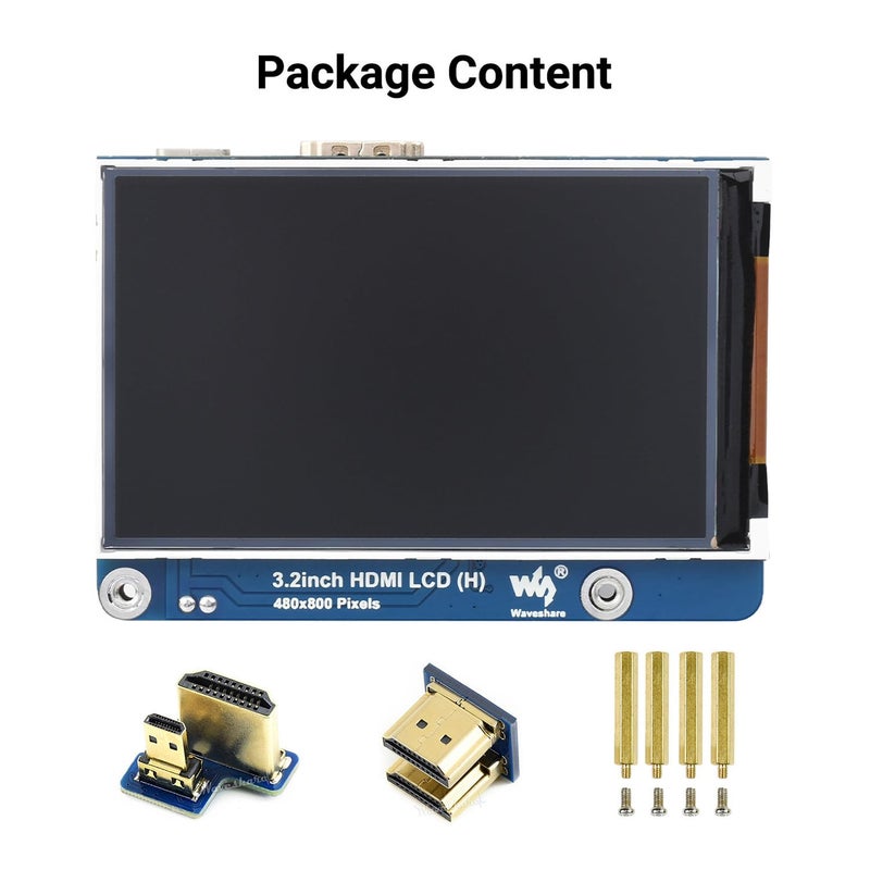 Waveshare waveshare 3.2inch HDMI IPS LCD Display Compatible with Raspberry Pi 4B/3B+/3A+/2B/B+/A+/Zero/Zero W/WH/Zero 2W CM3+/4 Series Boards 480×800 Resolution No Touch Supports Jerson Nano/Windows - Image 2