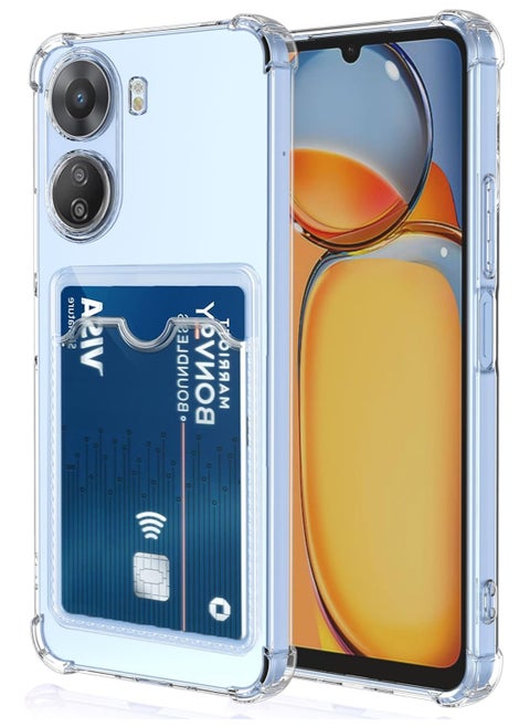 Transparent Shockproof Card Wallet Case Compatible with Xiaomi Redmi 13C
