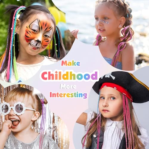 CoolShef Hair Accessories for Girls Kids – Fancy Hair Bands with Rubber Bands, Braided Ponytail Extensions for Children, Cute Girls Hair Accessories Set for Dress Up or Party - 6Pcs - Image 2