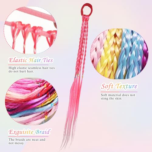 CoolShef Hair Accessories for Girls Kids – Fancy Hair Bands with Rubber Bands, Braided Ponytail Extensions for Children, Cute Girls Hair Accessories Set for Dress Up or Party - 6Pcs - Image 3