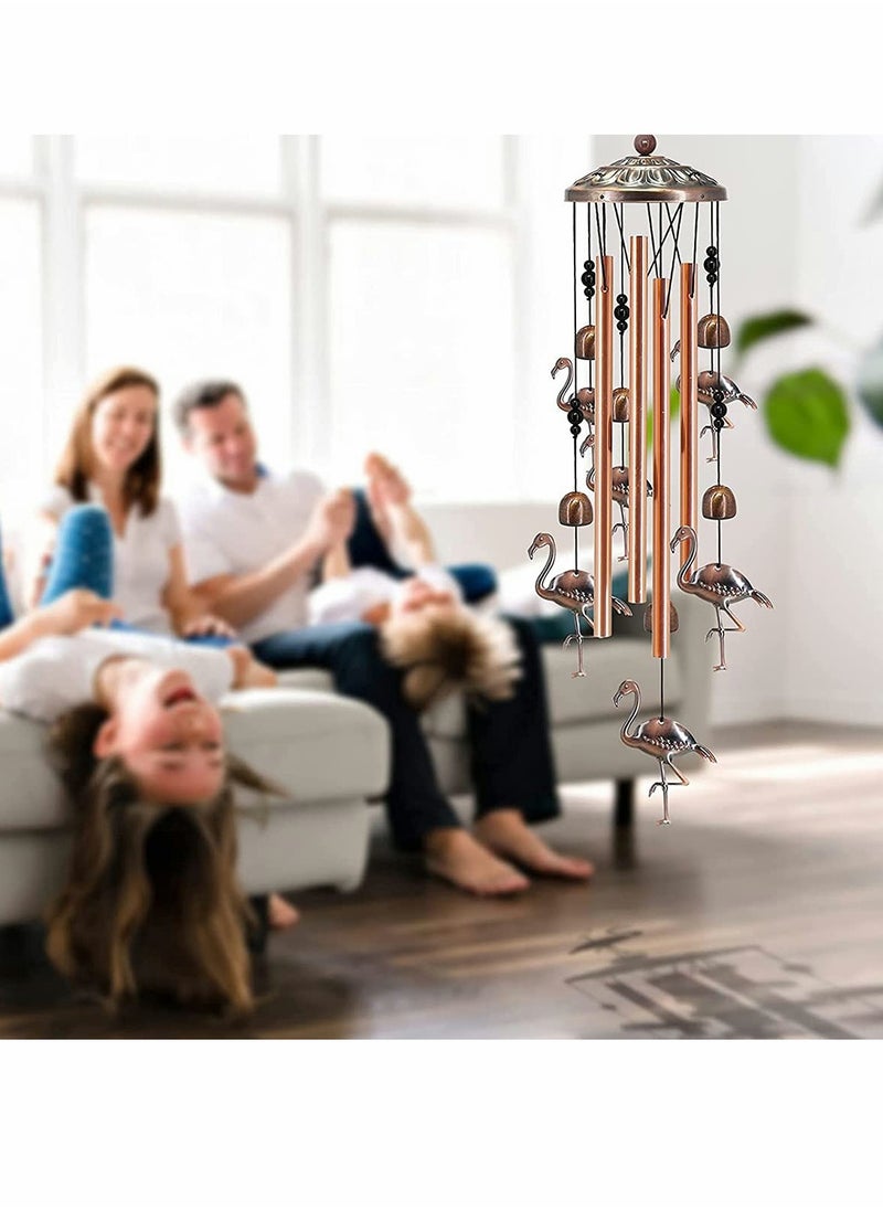 كاست ويف أجراس الرياح الخارجية، جرس الطيور بصوت عميق مع أنابيب معدنية و خطاف ل الديكور الخارجي للحديقة و الفناء (برونزي)  - Image 2