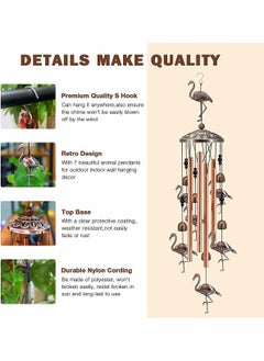 KASTWAVE Wind Chimes for Outside, Bird Windchime Deep Tone with Metal Tubes and Hanging Hook Outdoor Decor for Garden Patio Wind Bell (Bronze)  - Image 3