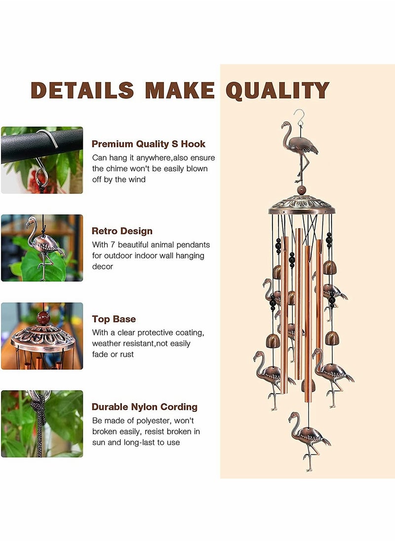 كاست ويف أجراس الرياح الخارجية، جرس الطيور بصوت عميق مع أنابيب معدنية و خطاف ل الديكور الخارجي للحديقة و الفناء (برونزي)  - Image 3