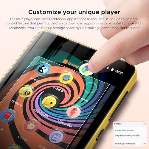 innioasis 160GB MP3 Player with Bluetooth and WiFi, innioasis Music Player with Spotify,Pandora,Amazon Music,4" Touch Screen Android MP4 MP3 Player for Kids with Libby,Audible(Black_Gold) - Image 4