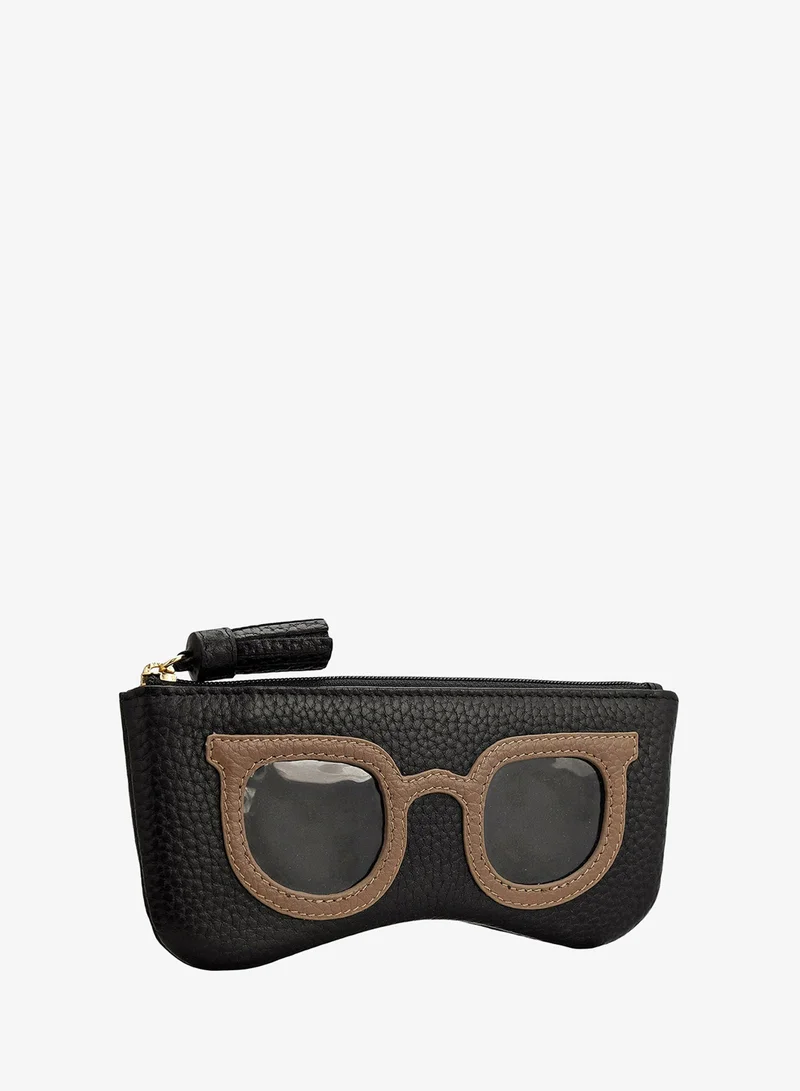 Da Milano Wax Leather Spectacle Case - Black