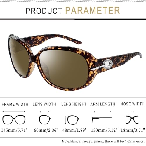 Joopin Big Sunglasses Trendy Large Rectangle Sun Glasses Polarized UV Protection Rhinestone Shades for Women Ladies Oversized Sunnies (Tortoise Brown) - Image 4