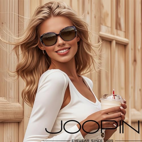 Joopin Big Sunglasses Trendy Large Rectangle Sun Glasses Polarized UV Protection Rhinestone Shades for Women Ladies Oversized Sunnies (Tortoise Brown) - Image 2