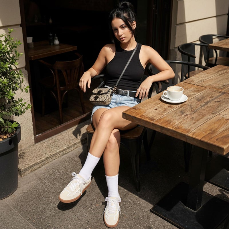 Vilanva Women's Lace Detail Fashion Sneakers Comfortable Casual Dress Sneakers with Retro Gum Sole Walking Trendy Footwear - Image 3