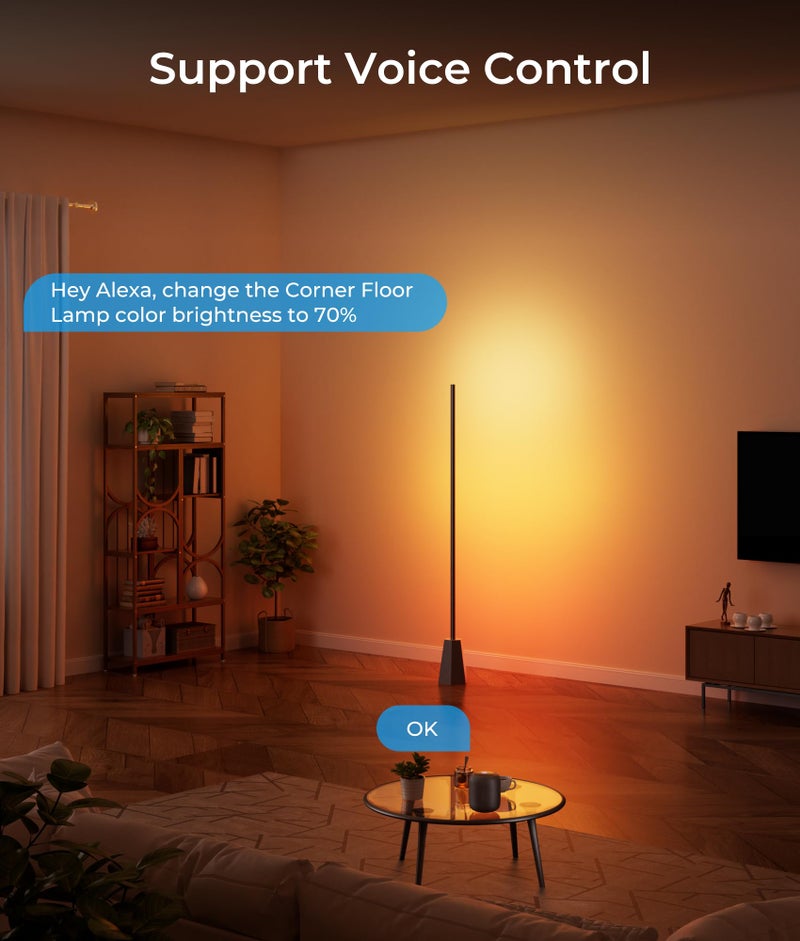 DeckTok Corner Floor Lamp, RGBCW Smart Floor Lamp pro, Upgraded 1500lm, 16 Million Colors, Music Sync,2700-6500K, LED Corner Lamp with Alexa & Google Compatible, Led Floor Lamps for Living Room Bedroom Gaming - Image 4