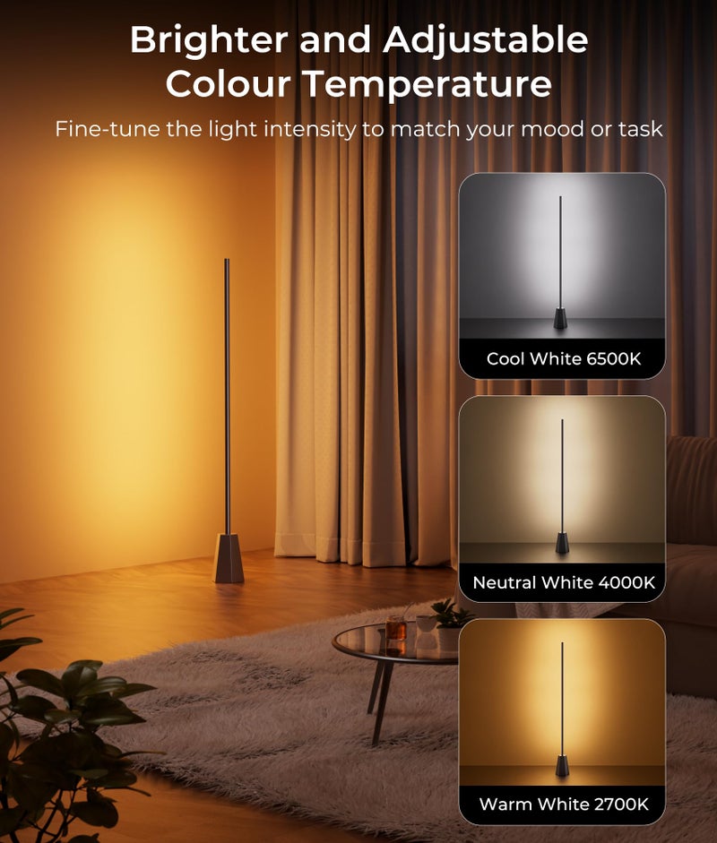 DeckTok Corner Floor Lamp, RGBCW Smart Floor Lamp pro, Upgraded 1500lm, 16 Million Colors, Music Sync,2700-6500K, LED Corner Lamp with Alexa & Google Compatible, Led Floor Lamps for Living Room Bedroom Gaming - Image 2