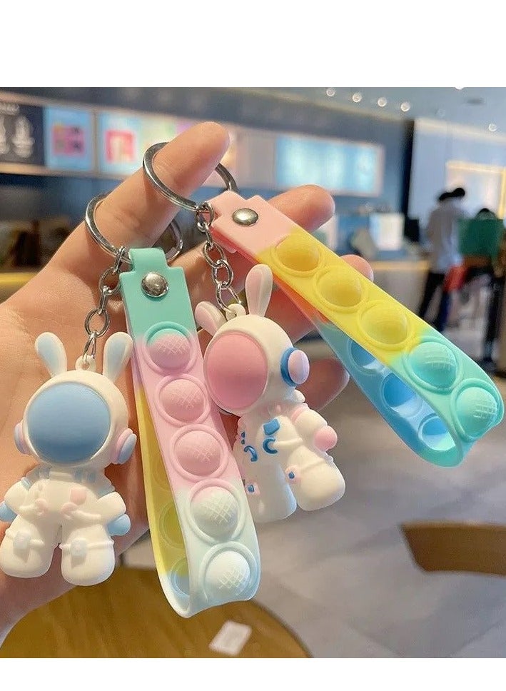 2PCS Cute Cartoon Wide Silicone Rope Keychain Doll Pendant School Bag Trendy Decoration Keychain  - Image 1