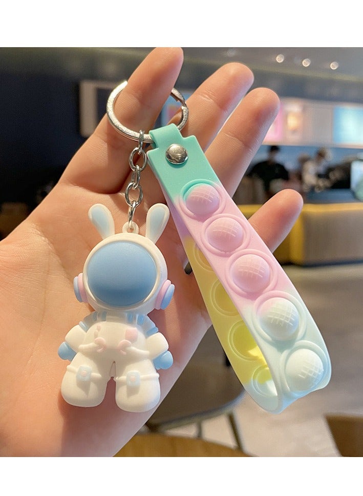 2PCS Cute Cartoon Wide Silicone Rope Keychain Doll Pendant School Bag Trendy Decoration Keychain  - Image 2
