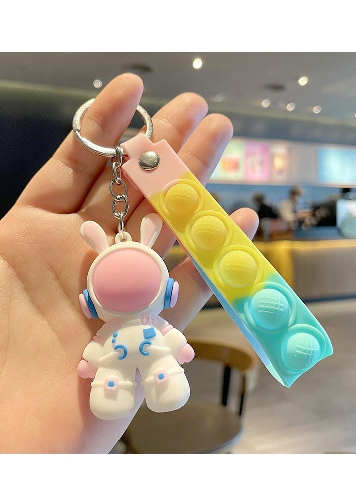 2PCS Cute Cartoon Wide Silicone Rope Keychain Doll Pendant School Bag Trendy Decoration Keychain  - Image 3