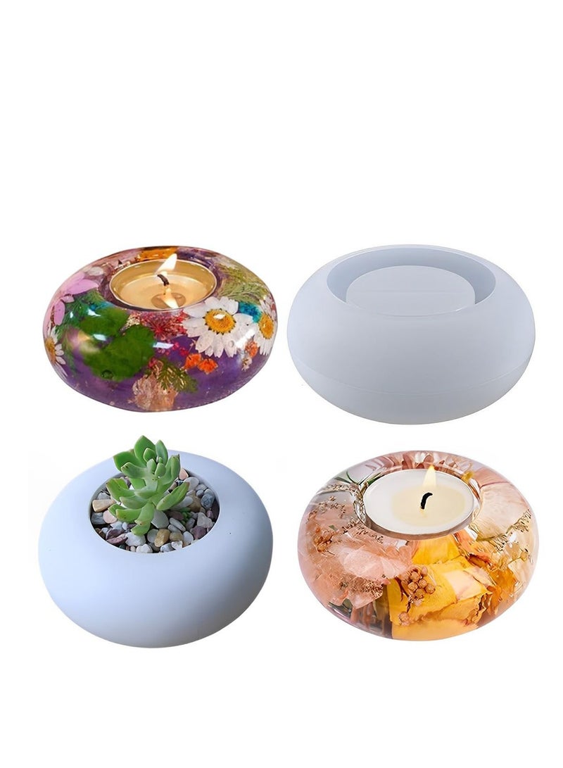 SYOSI Tea Light Candle Holder Resin Molds Silicone,  Epoxy Mould Planter Moldfor DIY Jewelry Box, Candy Box, Plants Pot, Craft Making Decoration, Home Table Decoration - Image 1
