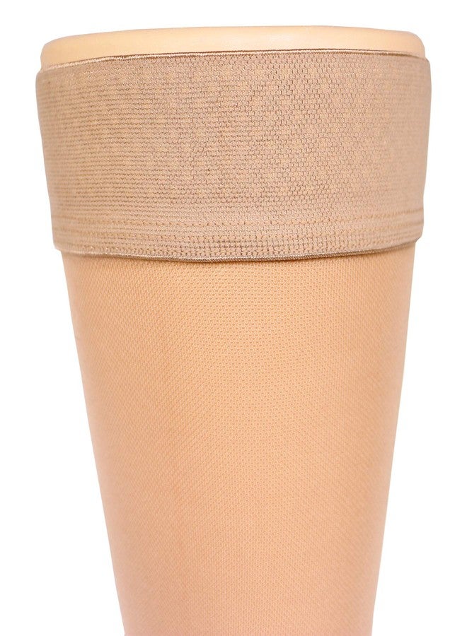 NuVein Medical Compression Stockings, 15-20 mmHg Support, Soft Comfort Microfiber, Thigh Length, Open Toe, Beige, Large - Image 3