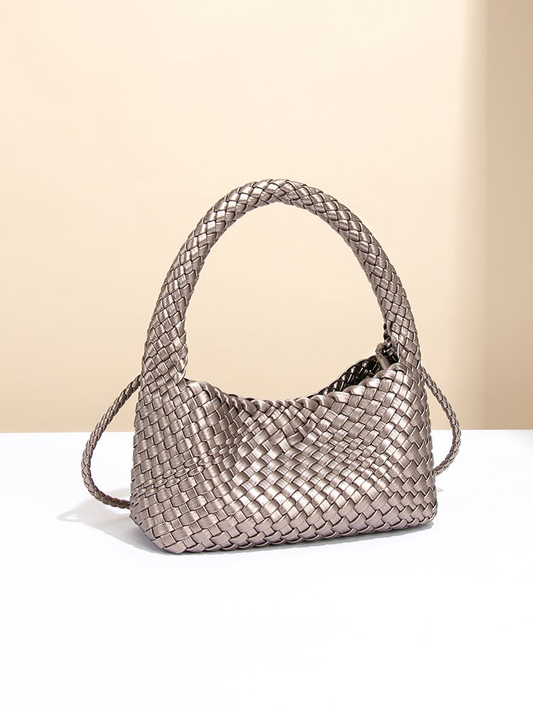 High-Quality Light Luxury Spring And Hand-Woven Bag Tote Bag High-End Shoulder Bag Armpit Bag Vegetable Basket Bag - Image 4