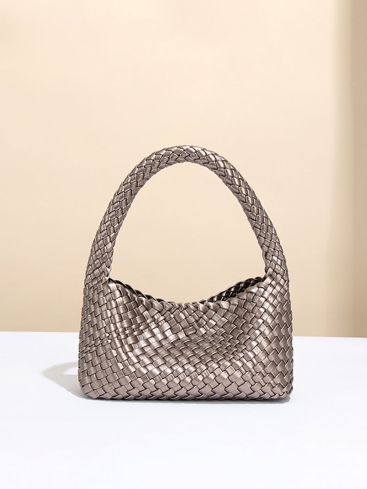 High-Quality Light Luxury Spring And Hand-Woven Bag Tote Bag High-End Shoulder Bag Armpit Bag Vegetable Basket Bag - Image 3