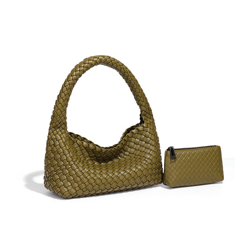 High-Quality Light Luxury Spring And Hand-Woven Bag Tote Bag High-End Shoulder Bag Armpit Bag Vegetable Basket Bag - Image 1