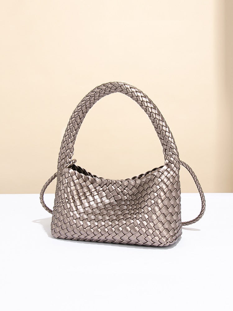 High-Quality Light Luxury Spring And Hand-Woven Bag Tote Bag High-End Shoulder Bag Armpit Bag Vegetable Basket Bag - Image 5