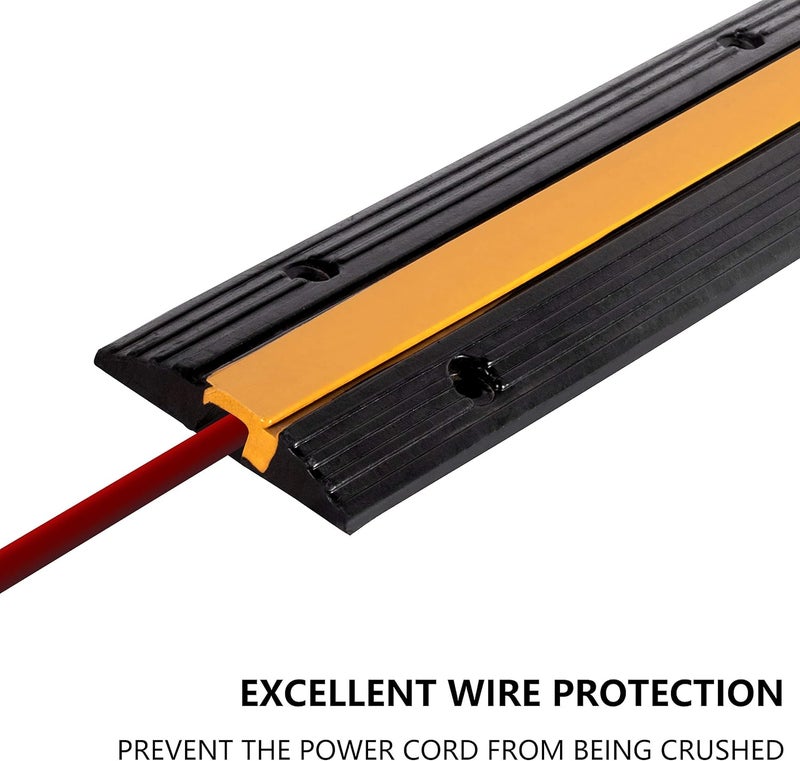F COME 2 Pack Rubber Cable Ramp Hose Cable Protector Ramp 1 Channel 11000Lbs Load Capacity Traffic Speed Bump Wires Power Lines Extension Cord Cover for Indoor Outdoor - Image 3
