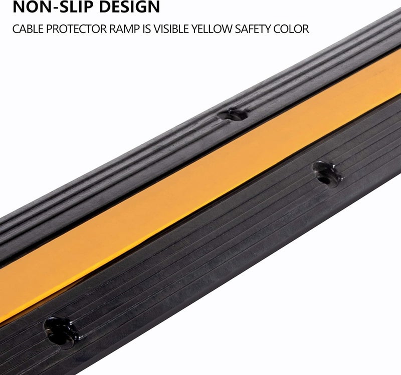 F COME 2 Pack Rubber Cable Ramp Hose Cable Protector Ramp 1 Channel 11000Lbs Load Capacity Traffic Speed Bump Wires Power Lines Extension Cord Cover for Indoor Outdoor - Image 5