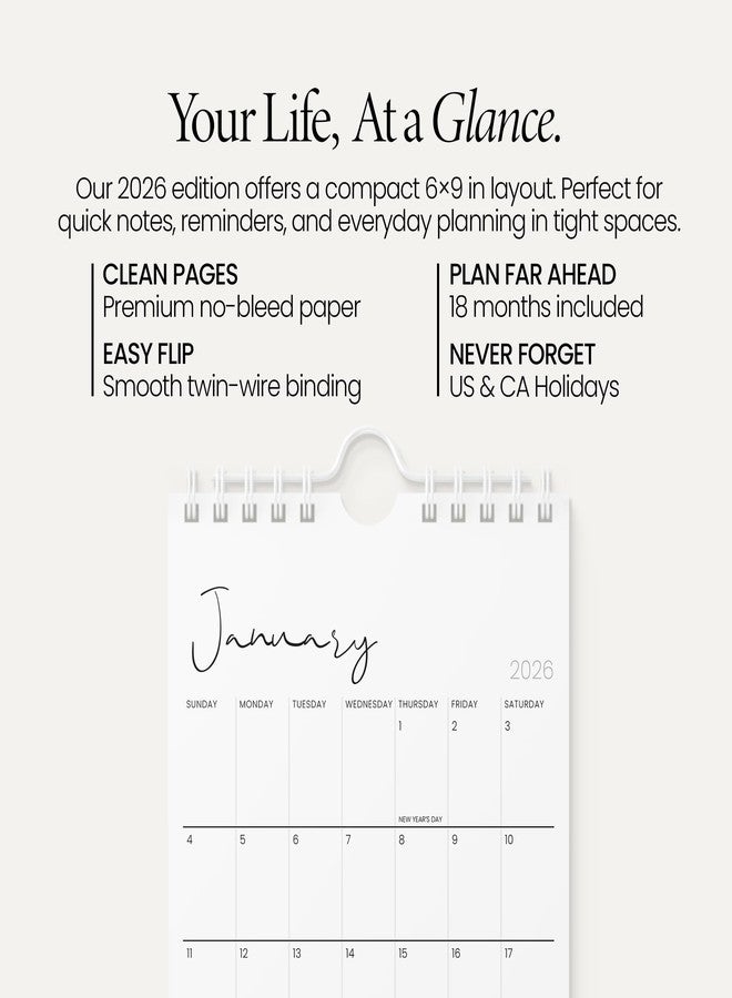 Karto Small Wall Calendar 2026 - Vertical 6x9 inch January 2026 to June 2027 - Small, Versatile, and Easy Planning with the Aesthetic Desk Monthly Calendar - Cursive - Image 2