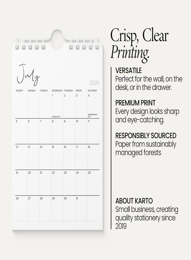 Karto Small Wall Calendar 2026 - Vertical 6x9 inch January 2026 to June 2027 - Small, Versatile, and Easy Planning with the Aesthetic Desk Monthly Calendar - Cursive - Image 3