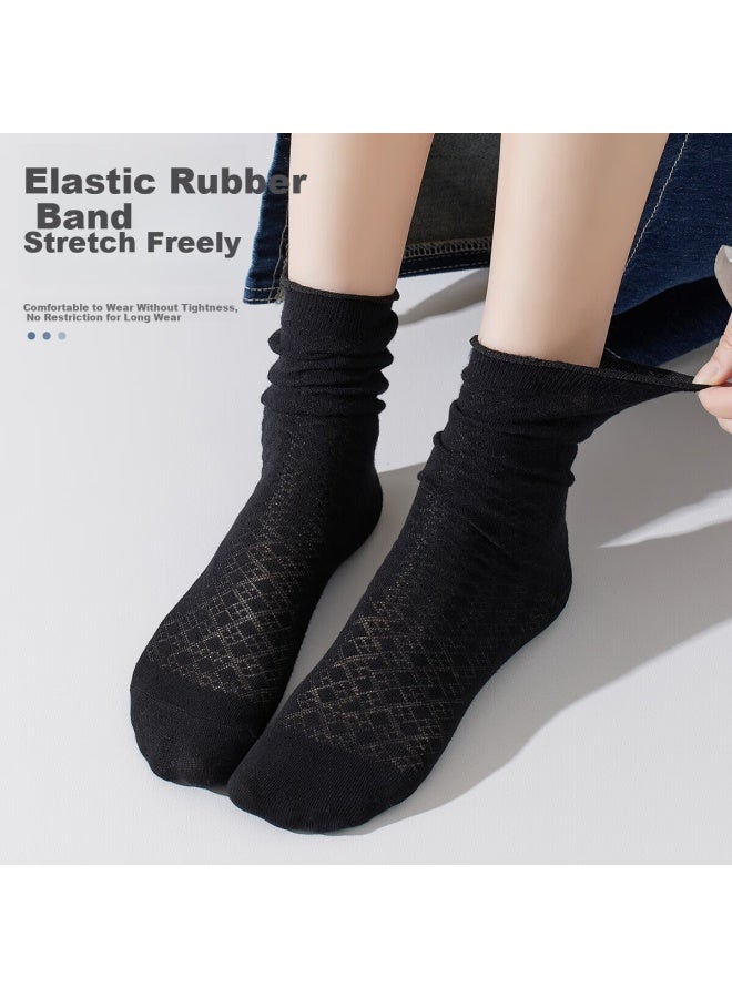 Your Sun Yiershuang Women's Summer Thin Cotton Solid Color Mesh Long Socks Slouchy Socks - Durable Fit - Image 2