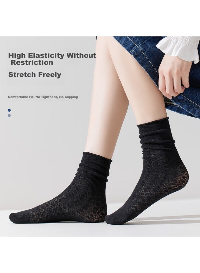 Your Sun Yiershuang Women's Summer Thin Cotton Solid Color Mesh Long Socks Slouchy Socks - Durable Fit - Image 1