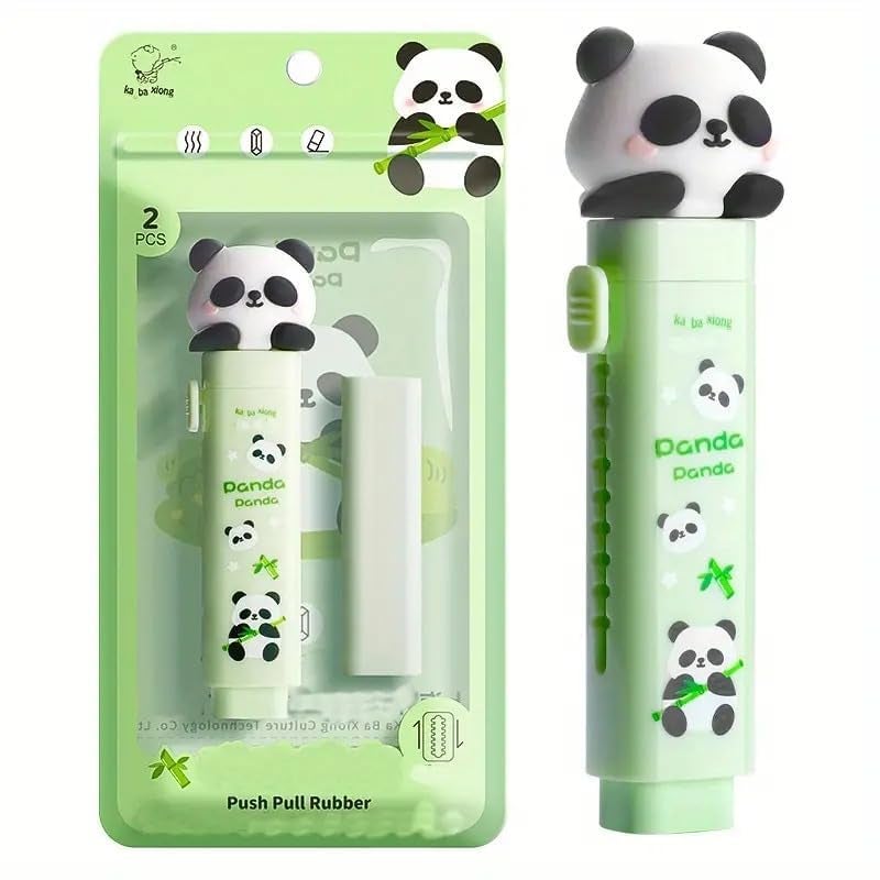 DEOXY Eraser for Kids – Panda Cutter Shaped Eraser Set for Kids, Stationary Set, Rubber, Kawaii Erasers, Fancy Birthday Return Gift – Pack of 2 (Panda) - Image 1