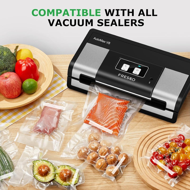 Fresko 8"x12" Food Vacuum Sealer Bags, 120Pcs PreCut Bags for Food Vacuum Storage, Vacuum Seal Food Sealer Bags with BPA Free and Heavy Duty, Great for Sous Vide Bag Meal Prep - Image 4