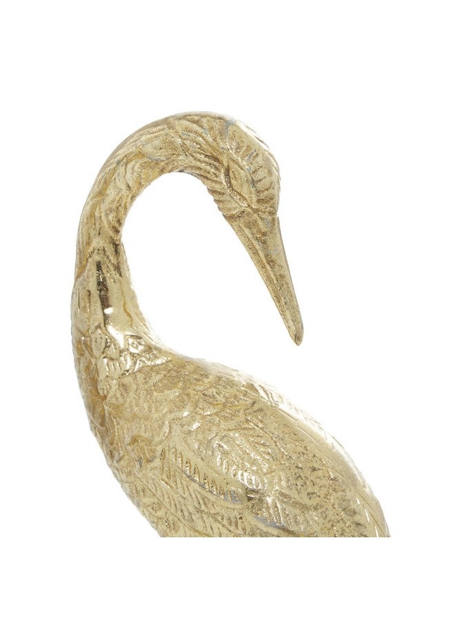 ديكو 79 مجموعة ديكو 79 من تمثال طائر الفلامنجو المعدني المصنوع من الألومنيوم لديكور المنزل، طقم من تمثالين مميزين، ارتفاع 15 بوصة، لون ذهبي - Image 2