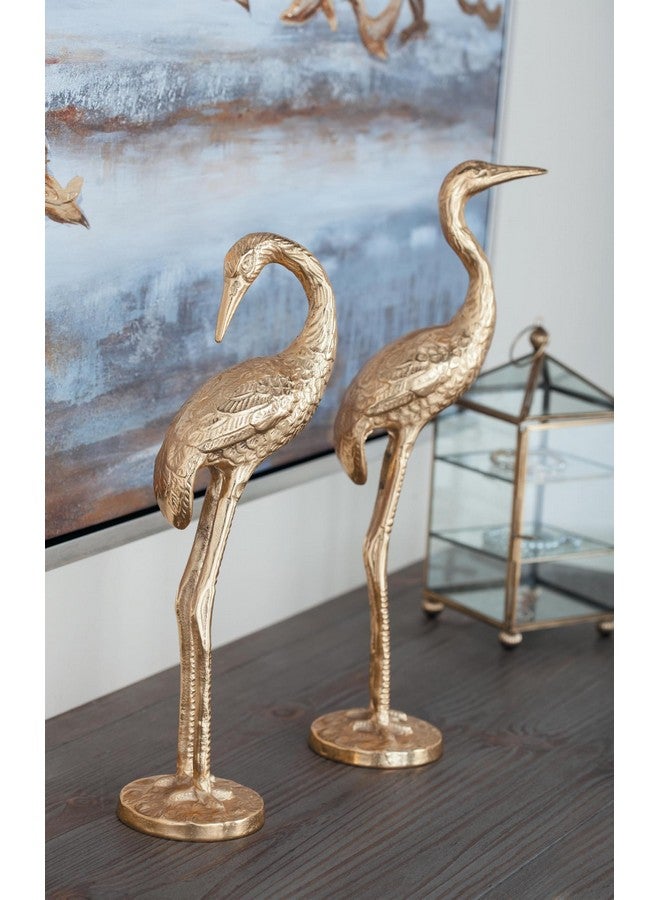 ديكو 79 مجموعة ديكو 79 من تمثال طائر الفلامنجو المعدني المصنوع من الألومنيوم لديكور المنزل، طقم من تمثالين مميزين، ارتفاع 15 بوصة، لون ذهبي - Image 5