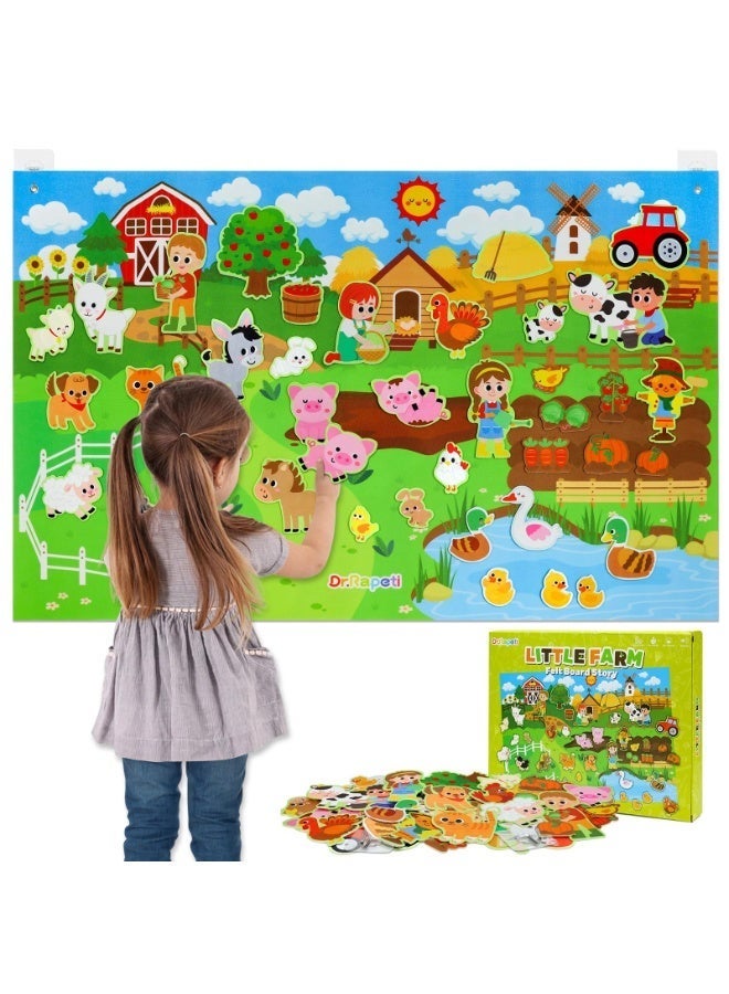 40Pcs Farm Animals Felt Story Board Set,Preschool Farmhouse Themed Early Learning Storytelling Flannel Board,Barnyard Domestic Livestock Interactive Play Kit,Thicker Felt Board - Image 1