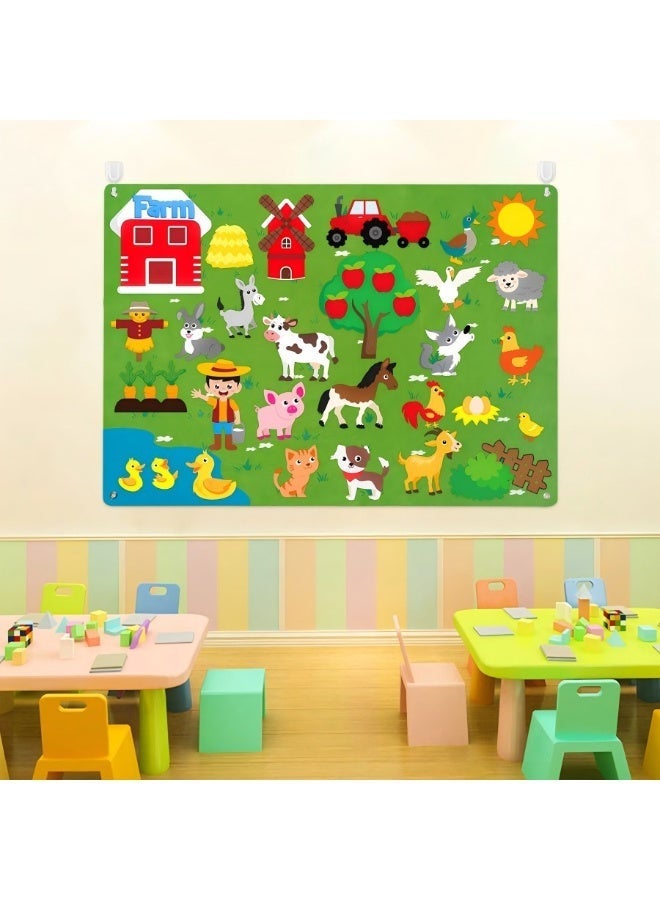 40Pcs Farm Animals Felt Story Board Set,Preschool Farmhouse Themed Early Learning Storytelling Flannel Board,Barnyard Domestic Livestock Interactive Play Kit,Thicker Felt Board - Image 4