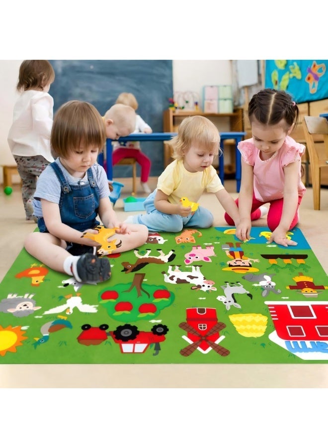 40Pcs Farm Animals Felt Story Board Set,Preschool Farmhouse Themed Early Learning Storytelling Flannel Board,Barnyard Domestic Livestock Interactive Play Kit,Thicker Felt Board - Image 3