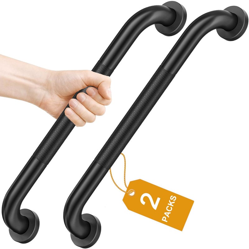 FANHAO 2 Pack Shower Grab Bar, 16 Inch Stainless Steel Bathroom Grab Bar with Anti-Slip Knurled Grip, Shower Handle Bath Handle, Safety Bars for Shower Chair Bench, Senior, Elderly, Handicap - Image 1