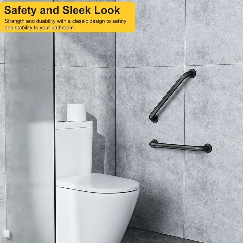 FANHAO 2 Pack Shower Grab Bar, 16 Inch Stainless Steel Bathroom Grab Bar with Anti-Slip Knurled Grip, Shower Handle Bath Handle, Safety Bars for Shower Chair Bench, Senior, Elderly, Handicap - Image 5