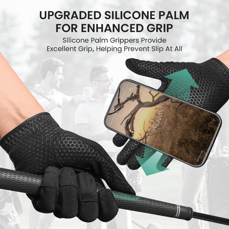 GKandi Golf Gloves Men All Weather Anti-Slip Value 2 Pack, Men's Golf Gloves Rain Grip Flexible Durable Left Hand Right, Fit Size Small Medium ML Large XL (Large, Worn on Left Hand) - Image 3