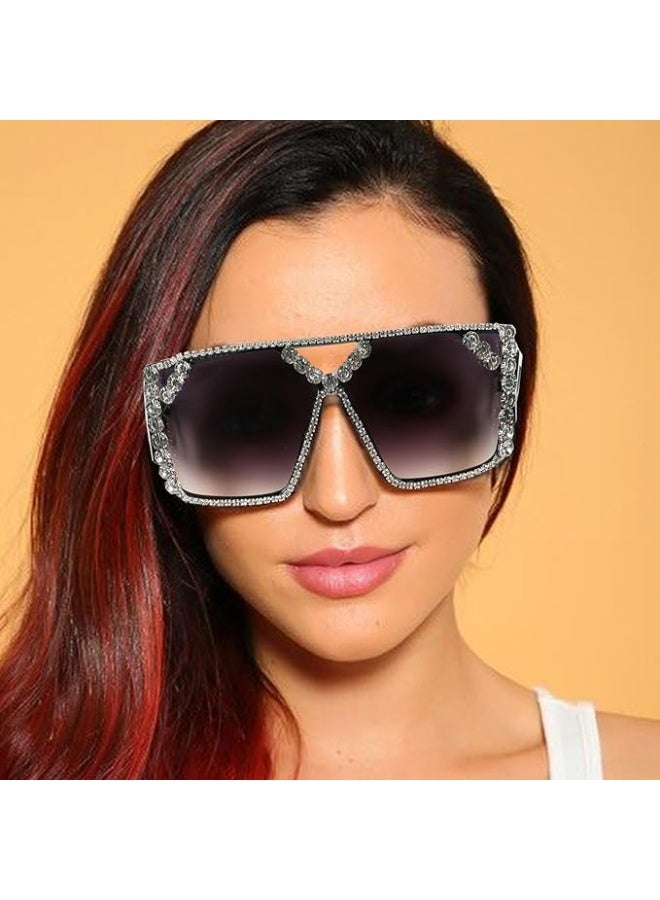 Veil Oversized Square Diamond Sunglasses for Women Fashion Sparkling Crystal Retro Disco Sunglasses - Image 5