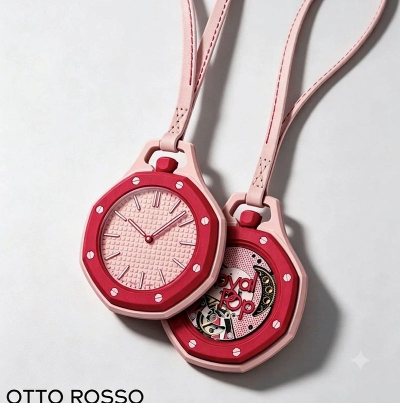 Regal Pop oto roso Unisex Trendy Quartz Watch with Lanyard – Stylish and Lightweight Design – Pink and Red