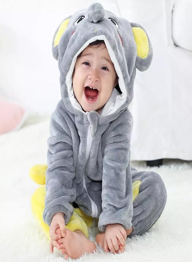 RVA Baby Romper Jumpsuit Flannel Classical Style Cosplay Clothes Bunting Outfits Snowsuit Hooded Outwear 4-5 Year Kid's and Toddler's Costume Outfit Boys & Girls (H 37") (Grey) - Image 3
