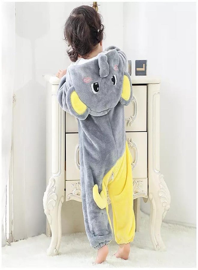 RVA Baby Romper Jumpsuit Flannel Classical Style Cosplay Clothes Bunting Outfits Snowsuit Hooded Outwear 4-5 Year Kid's and Toddler's Costume Outfit Boys & Girls (H 37") (Grey) - Image 5