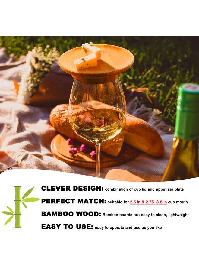 RUIYUE Drink Tops,Wine Glass Charcuterie Topper, Bamboo Wine Glass Topper ,Wine Glass Charcuterie Board wine Prevent Red Wine From Splashing ,Bamboo and Safe Suitable ,for Appetizer Plates & Desserts (4Pcs) - Image 2
