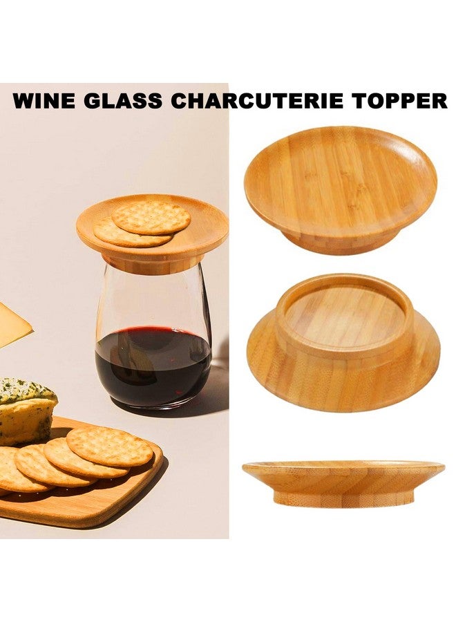 RUIYUE Drink Tops,Wine Glass Charcuterie Topper, Bamboo Wine Glass Topper ,Wine Glass Charcuterie Board wine Prevent Red Wine From Splashing ,Bamboo and Safe Suitable ,for Appetizer Plates & Desserts (4Pcs) - Image 3