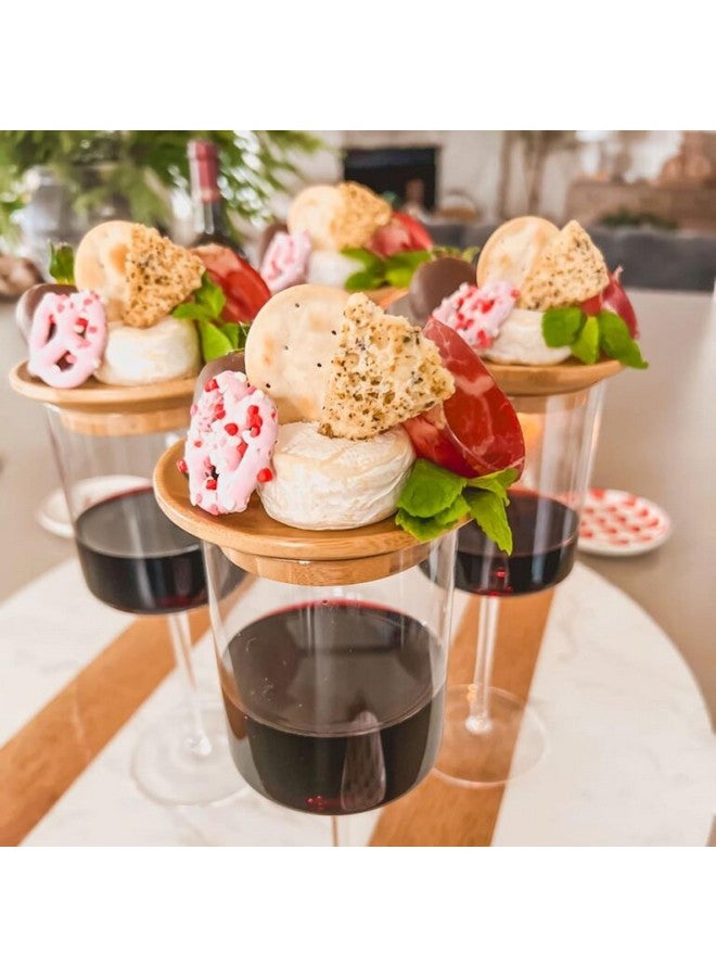 RUIYUE Drink Tops,Wine Glass Charcuterie Topper, Bamboo Wine Glass Topper ,Wine Glass Charcuterie Board wine Prevent Red Wine From Splashing ,Bamboo and Safe Suitable ,for Appetizer Plates & Desserts (4Pcs) - Image 5