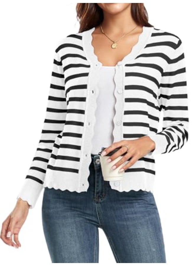 NIBEMINENT Women's Long Sleeve V-Neck Button Down Cardigan Knit Shrugs Sweater - Image 4