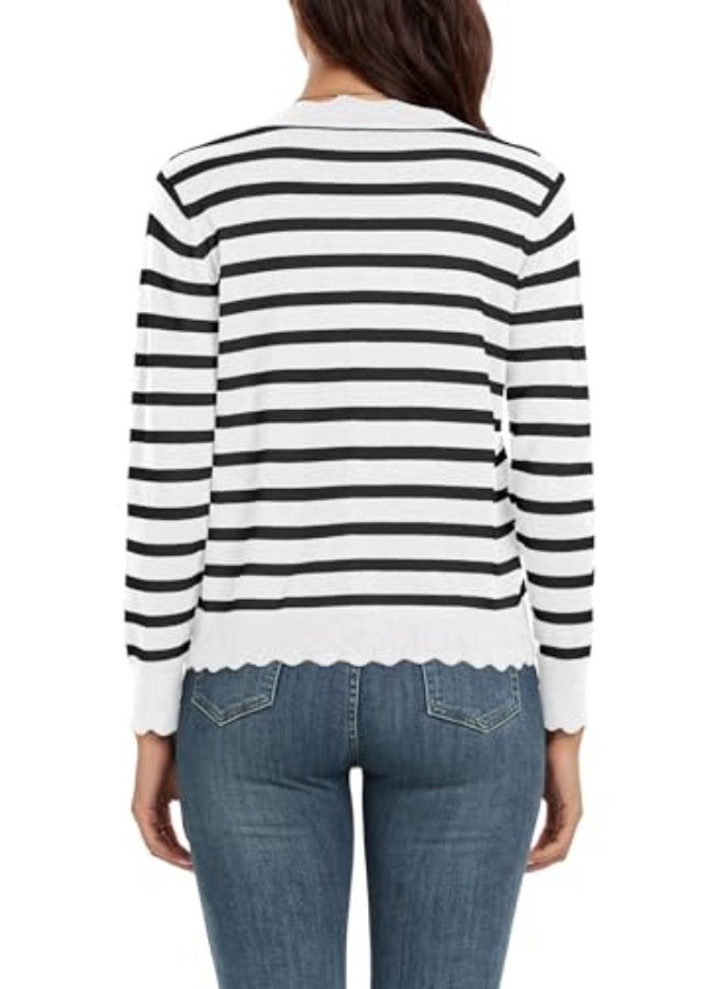 NIBEMINENT Women's Long Sleeve V-Neck Button Down Cardigan Knit Shrugs Sweater - Image 5