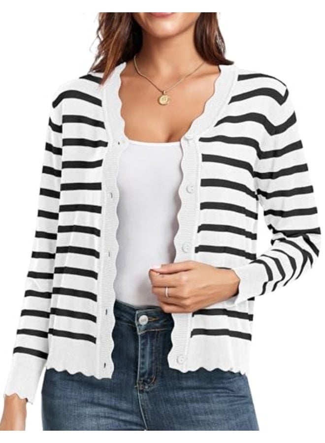 NIBEMINENT Women's Long Sleeve V-Neck Button Down Cardigan Knit Shrugs Sweater - Image 1